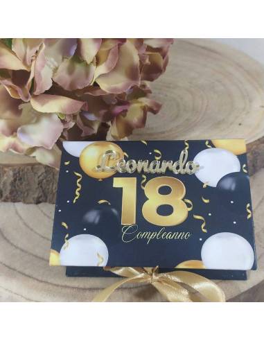 Bomboniere 18 anni personalizzate nero oro
