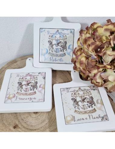 Bomboniera giostra cavalli per Battesimo maschio