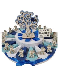 Torta bomboniere orsetti marinai portachiavi con salvadanaio centrale| Sindy Bomboniere