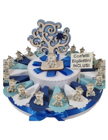 Torta bomboniere orsetti marinai portachiavi con salvadanaio centrale| Sindy Bomboniere