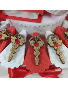 Torta bomboniere laurea farmacia portachiavi caduceo in legno confetti inclusi 2