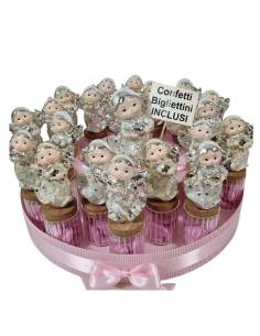 Bomboniere angeli Battesimo bimba vasetto portaconfetti a torta