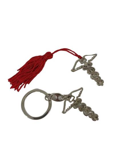 Bomboniere laurea farmacia caduceo nappa rossa o portachiavi offerta