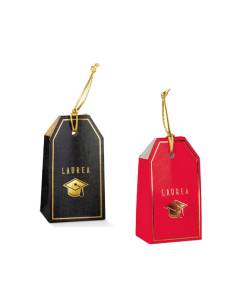 Tocco Cappello BOMBONIERA LAUREA PORTA CONFETTI ROSSI velluto NAPPINA