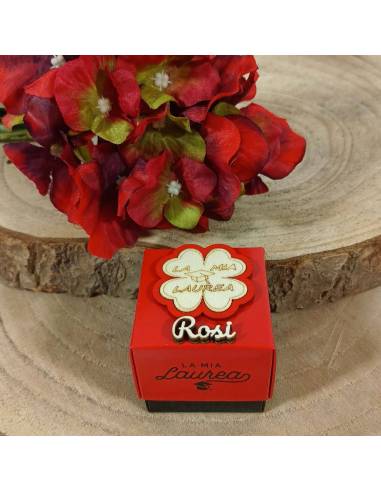 Scatolina bomboniere laurea quadrifoglio portafortuna personalizzate