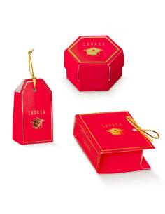 Portaconfetti laurea originali rossi con tocco dorato