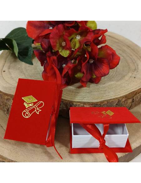 Scatoline per laurea libro in velluto rosso decoro oro| Sindy Bomboniere