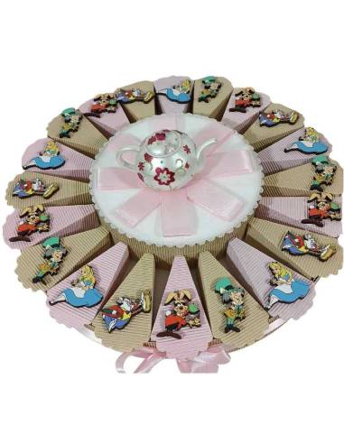 Bomboniere Alice nel paese delle meraviglie torta portaconfetti