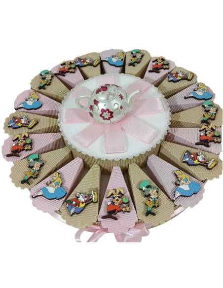 Bomboniere Alice nel paese delle meraviglie torta portaconfetti