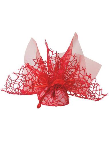 Bomboniera sacchetto per confetti in rete rosso laurea tiranti