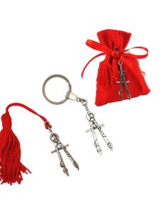 Bomboniere laurea architettura compasso portachiavi o nappa rossa