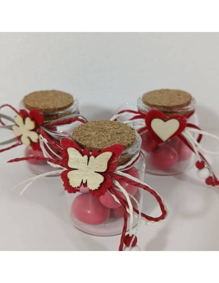 Vasetti portaconfetti Cresima nastrini rossi