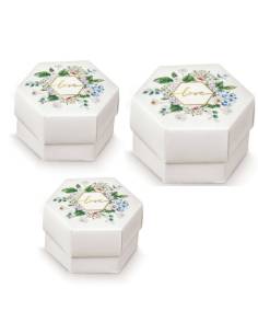 Scatole portaconfetti matrimonio esagonali Love