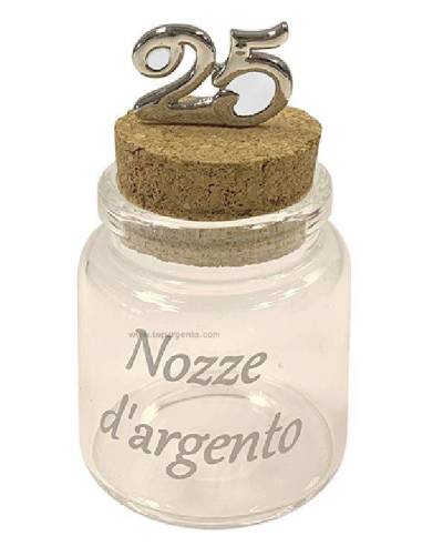 Bomboniere 25 anniversario matrimonio vasetti vetro con spillone