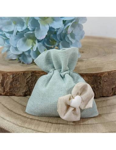 Sacchetti portaconfetti Battesimo maschio fiocco gessetto cuore