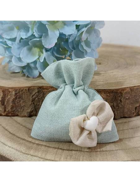 Sacchetti portaconfetti Battesimo maschio fiocco gessetto cuore
