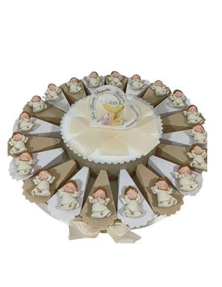 Torta di bomboniere Comunione angeli calamite spiritosi