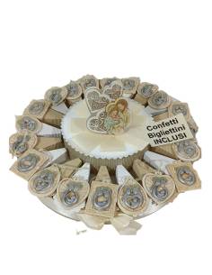 Torta bomboniere Battesimo e Cresima pendente sacra famiglia stilizzato