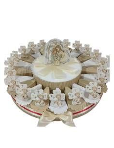 Torta bomboniere croce Sacra Famiglia statuetta e centrale compreso