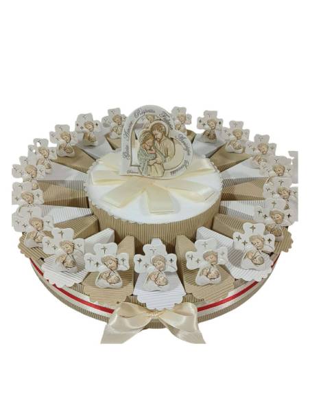 Torta bomboniere croce Sacra Famiglia statuetta e centrale compreso