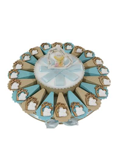 Torta portaconfetti bomboniere per Comunione con bimbo albero della vita