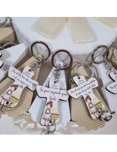 Bomboniere Prima Comunione portachiavi Bambina preghiera Tao