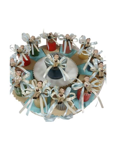 Torta portaconfetti Comunione maschietto con candele profumate