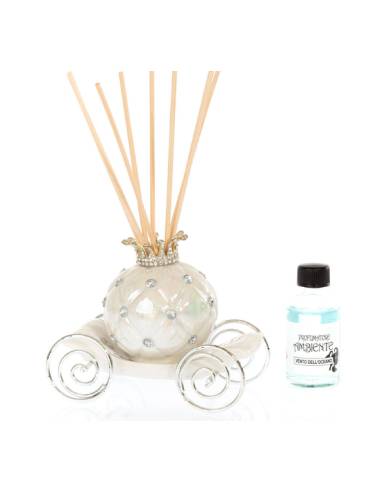 Bomboniera profumatore carrozza bianca corona dorata