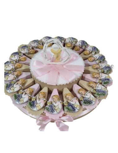 Torta bomboniera bambina in preghiera Prima Comunione calamite