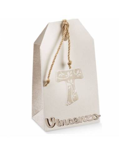 Scatoline tao originali portaconfetti Prima Comunione nome legno