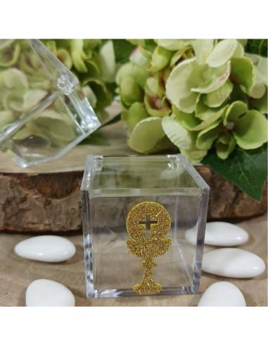 Scatoline portaconfetti Comunione plexiglas calice glitter