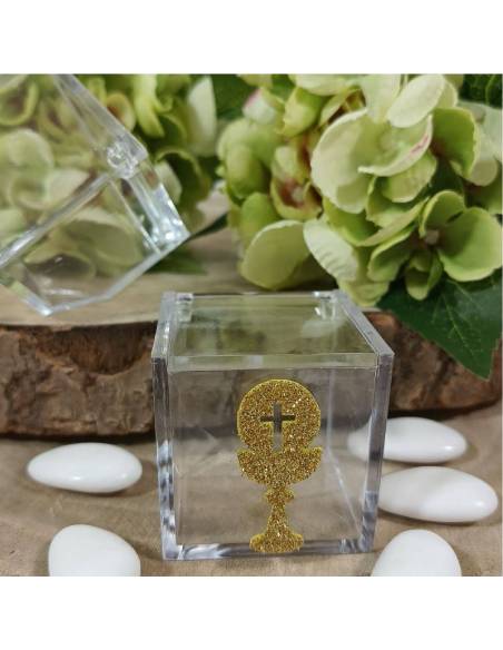 Scatoline portaconfetti Comunione plexiglas calice glitter