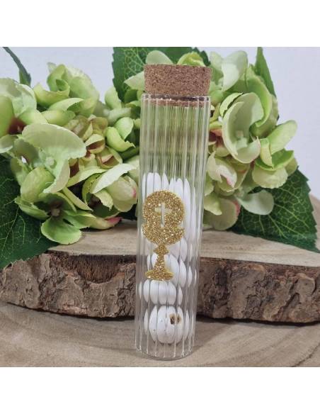 Vasetti bomboniere Comunione provetta calice dorato glitter