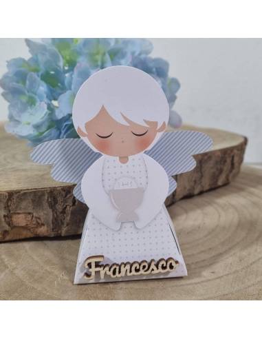 Confettata Comunione angelo maschio personalizzato nome in legno