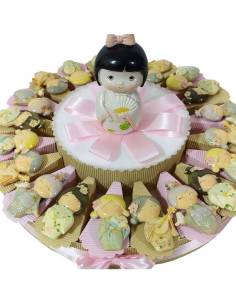 Bomboniere torta giapponesina geisha magnete per nascita battesimo compleanno bimba comunione cresima