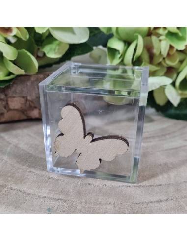 Scatoline per confetti Prima Comunione farfalla legno