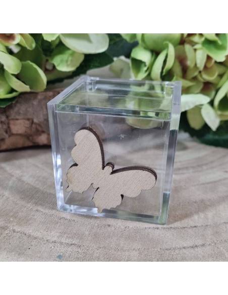 Scatoline per confetti Prima Comunione farfalla legno