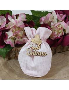 Sacchetti nascita bimba ciuccio in legno