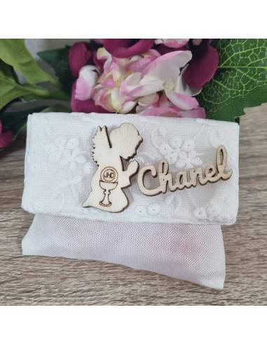 Sacchetti Comunione bimba con angelo legno e nome