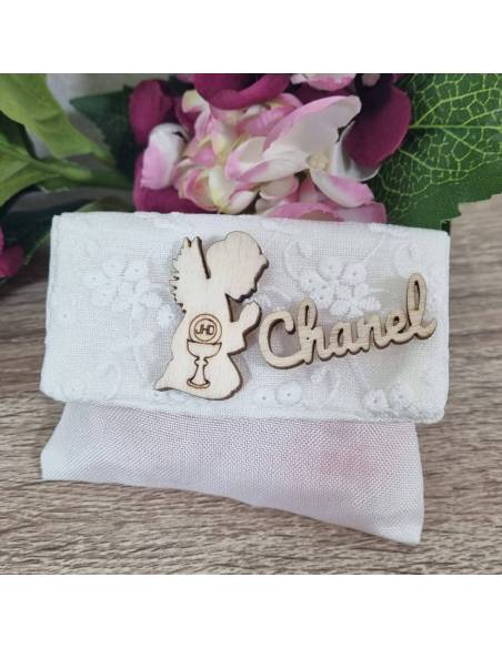 Sacchetti Comunione bimba con angelo legno e nome