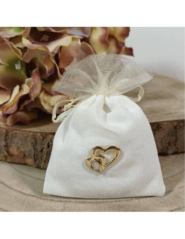 Sacchetti Nozze d'Oro cuori intrecciati dorati