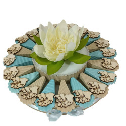 Torta bomboniera Dumbo portaconfetti tag in legno