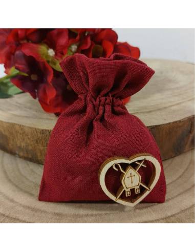 sacchetti cresima originali cuore in legno simbolo sacro