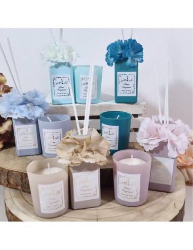 Bomboniere candele set profumatore fiori