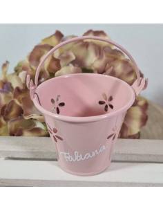 Bomboniere Battesimo Bimba Personalizzate secchiello in metallo rosa