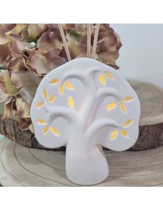 Bomboniere albero della vita profumatore ceramica satinata luce led