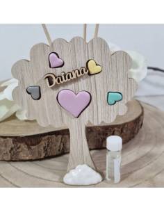 Bomboniere albero della vita profumatore cuori colorati e nome