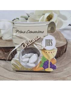 Scatole portaconfetti Comunione personalizzate con nome sfera trasparente