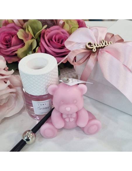 Bomboniera orsetto candela e profumatore ideali per Battesimo laguna Venezia |SindyBomboniere