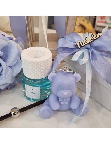 Bomboniera orsetto candela e profumatore ideali per Battesimo laguna Venezia |SindyBomboniere